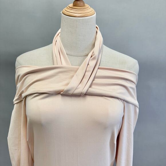 Dream Bandits jersey Bodysuit in light peach off the shoulder halter Size Medium - Picture 2 of 14